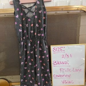 Pixie lane 2/3 cotton grey heart lollipop romper / jumper NEW